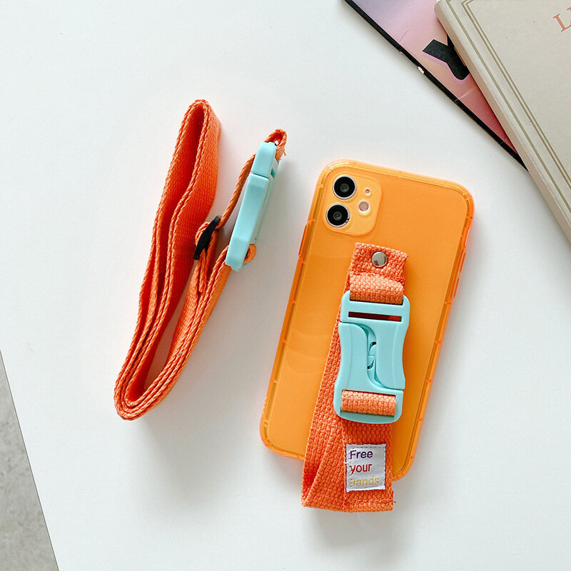 Ốp lưng huỳnh quang đeo chéo cho iPhone 16 Pro Max 15 Pro Max iPhone 14 Pro Max iPhone 13 12 Pro Max iPhone 11 Pro Max XS Max XR iPhone 7/8 plus SE 2020 6S Plus có dây đeo cổ tay dây buộc đa-Chức năng khung chân đế iPhone trường hợp