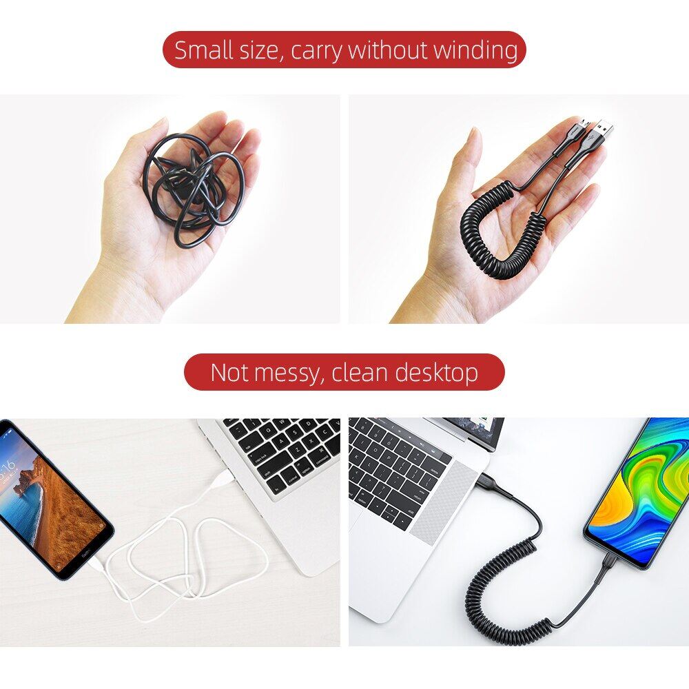 Essager Micro USB Cable Fast Charging Charger Spring Microusb Cable For Xiaomi Samsung Wire Cord Android Mobile Phone Data Cable