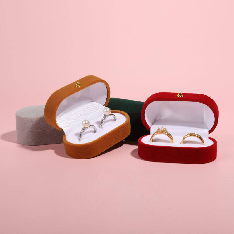 Pair ring box small ring box double ring flannel wedding jewelry box gift box jewelry packaging box