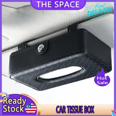 【Ready Stock】Tissue box PU Leather Hanging tissue Car Sun Visor Tissue Napkin Paper Box Holder Kotak Kertas Tisu