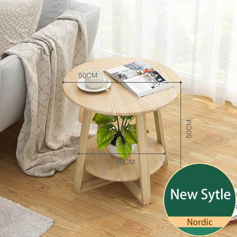 RuYiYu - X-Shape Wood Legs Coffee Table, Nordic Round End Side Table, Night Stand Table, Telephone Sofa Snack Table for Living Room Home, Balcony and Bedroom