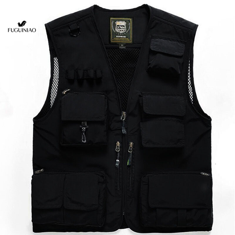 Fuguiniao Large Size Vest Mens Army Casual Waistcoats Sleeveless Fashion Coats Free 5 Pairs Of Socks M-7XL