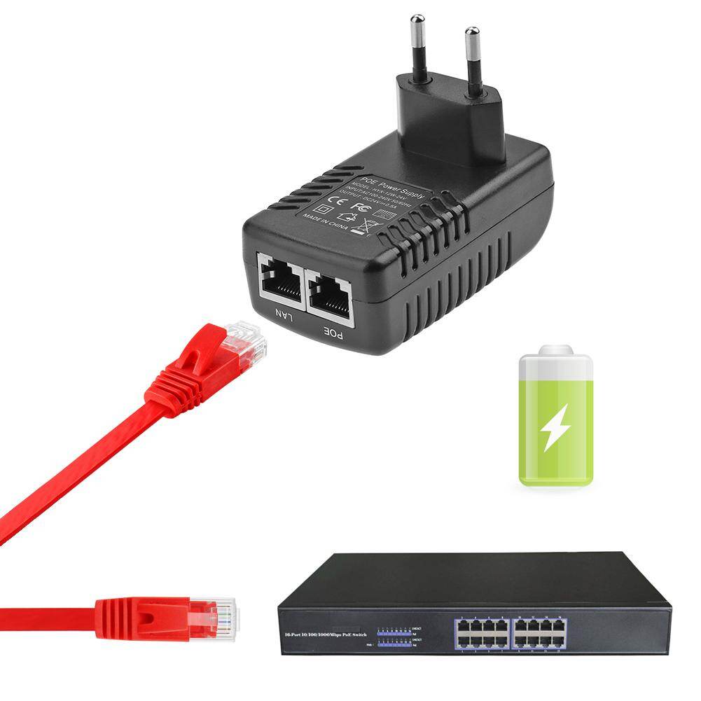 24V 0.5A 12W Wall Plug POE Injector Ethernet Adapter IP Phone Camera Switch