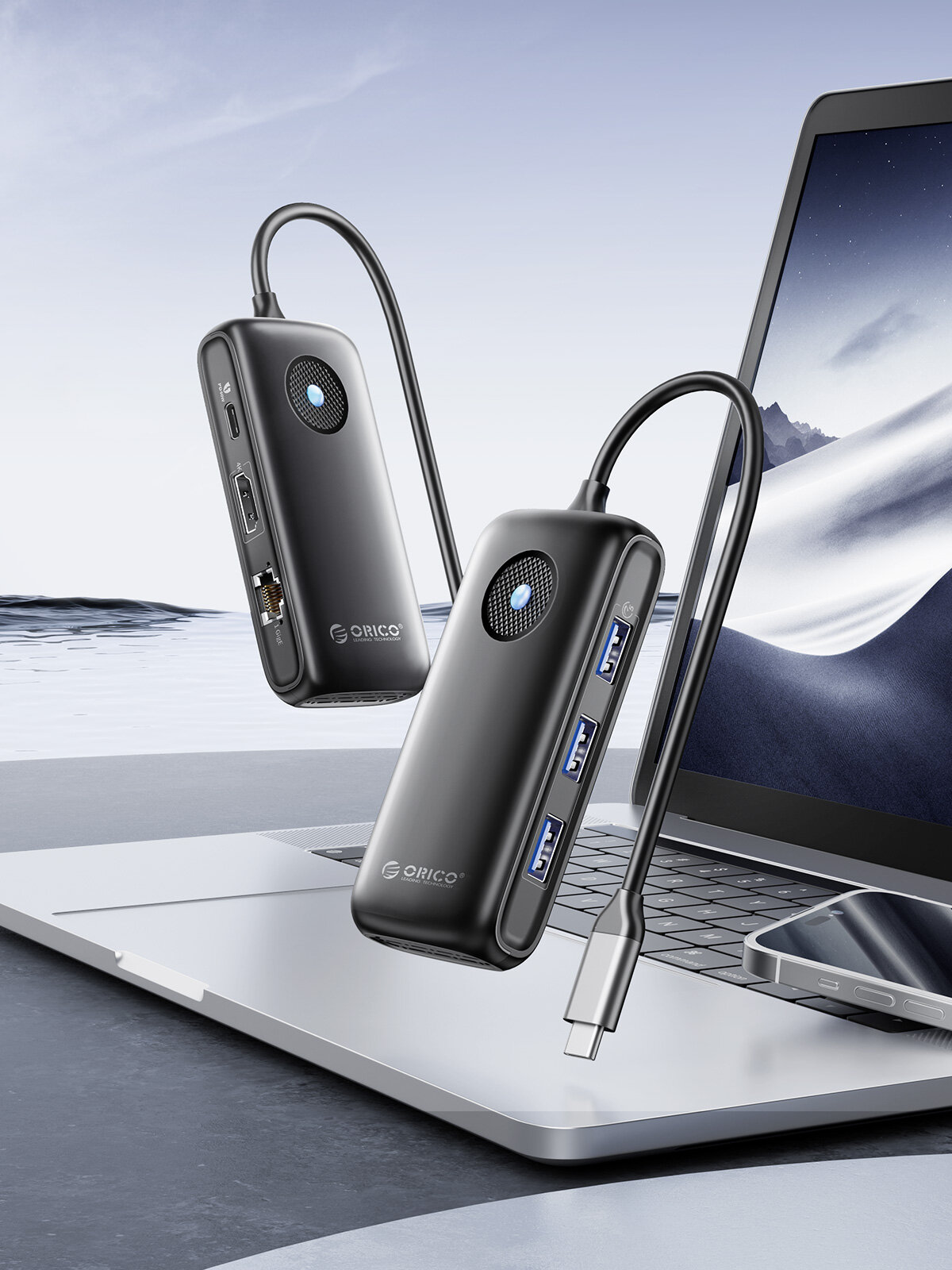 ORICO Loại C 3.2 Trạm nối 10 Gbps trạm nối USB C 3.2 Gen 2 Splitter HUB