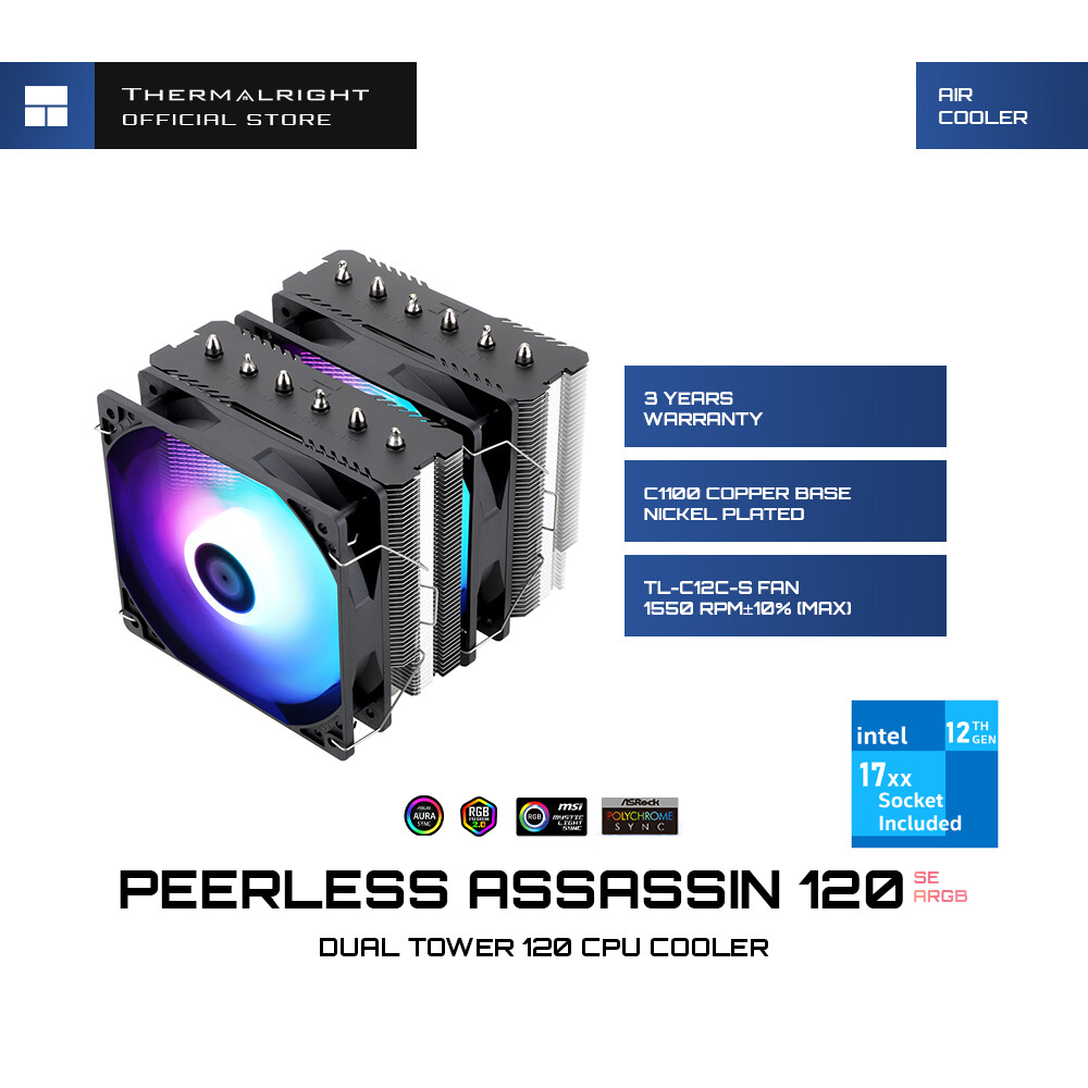 Thermalright Peerless Assassin 120 SE Series PA120 SE Dual Tower 120 CPU Cooler [Black/Black