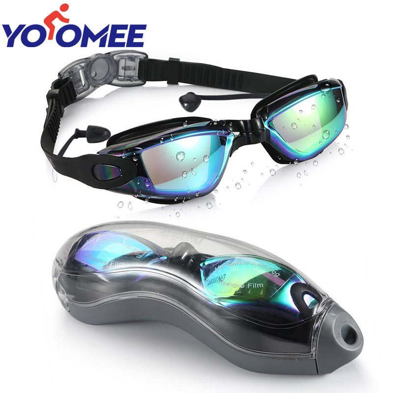 Yoomee Swim Goggles with Earplugs Swimming Goggles No Leaking Anti Fog UV Protection Triathlon Swim Goggles with Free Protection Case for Adults Youth Kids
