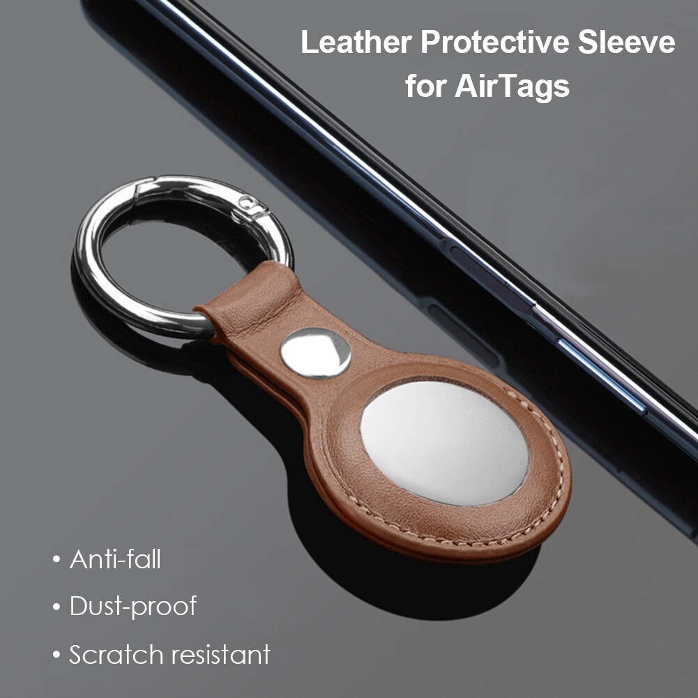 Ốp bảo vệ da pu, cho thiết bị theo dõi định vị airtags vỏ móc khóa