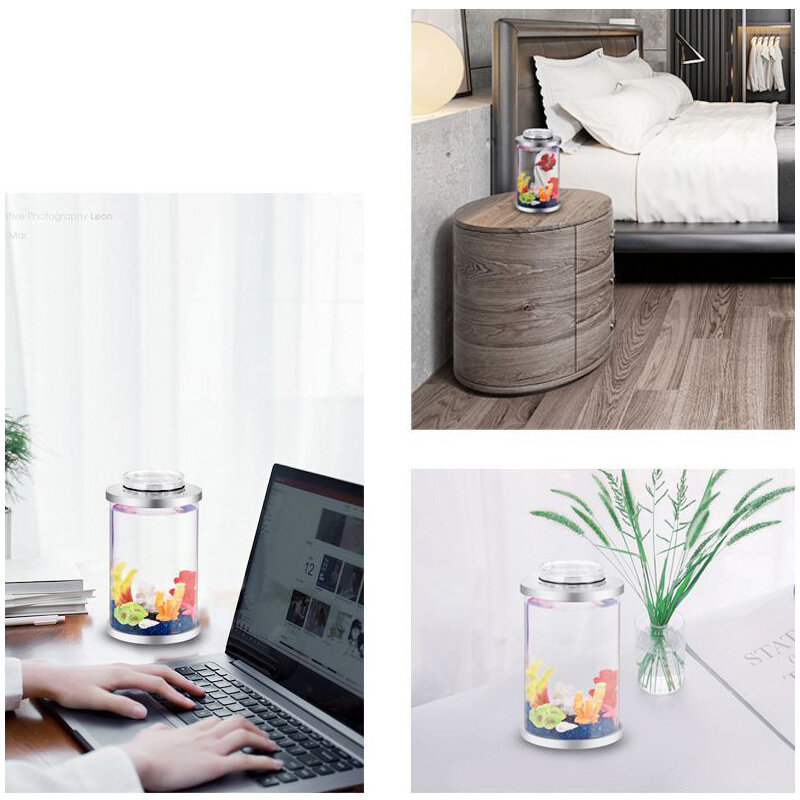 [Lovinland] Aquarium Tanks Betta Fish Tank Mini Acrylic Fish Tank Desktop Micro-view Viewing Aquarium Fish Tank (8*13cm)