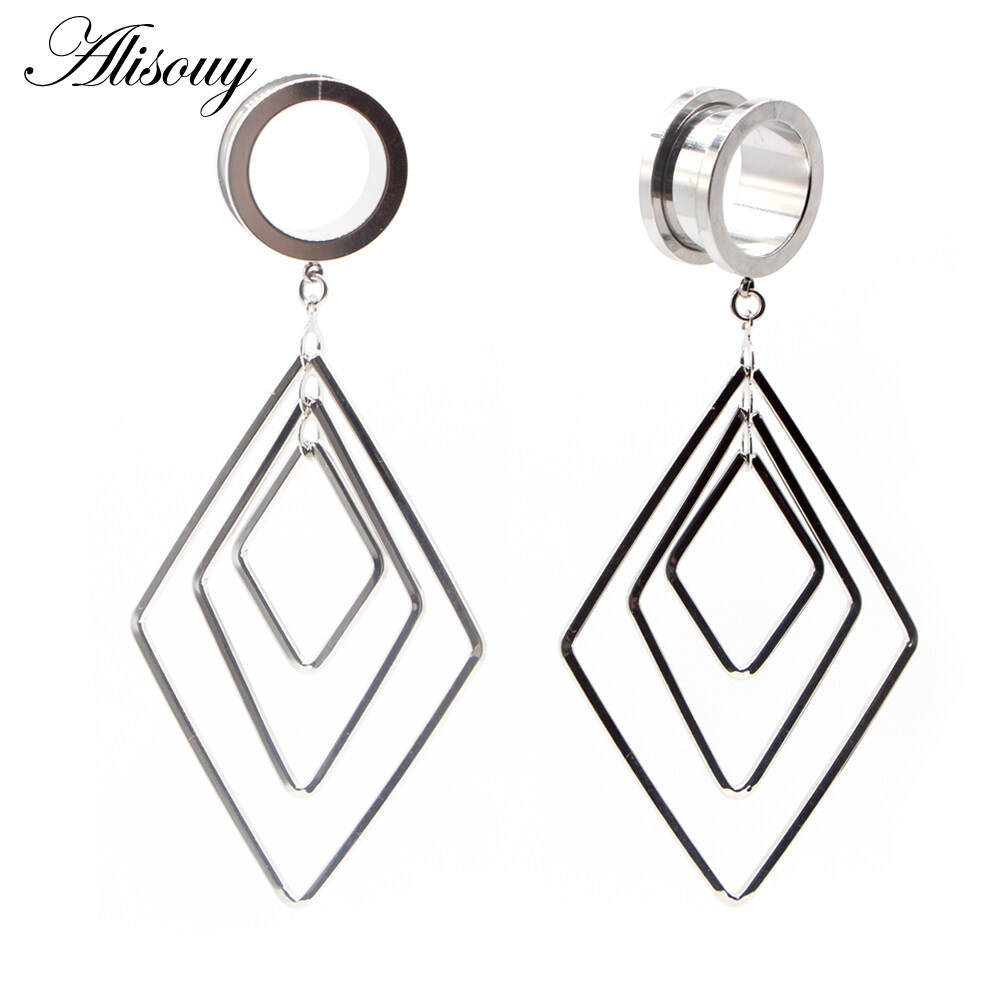 Alisouy 2 Cái Nút Xỏ Lỗ Tai Hình Tròn Bằng Thép Không Gỉ, Đường Hầm Đồ Trang Sức Cơ Thể Đồng Hồ Đo Giãn Nở Quà Tặng Thời Trang Cho Nữ