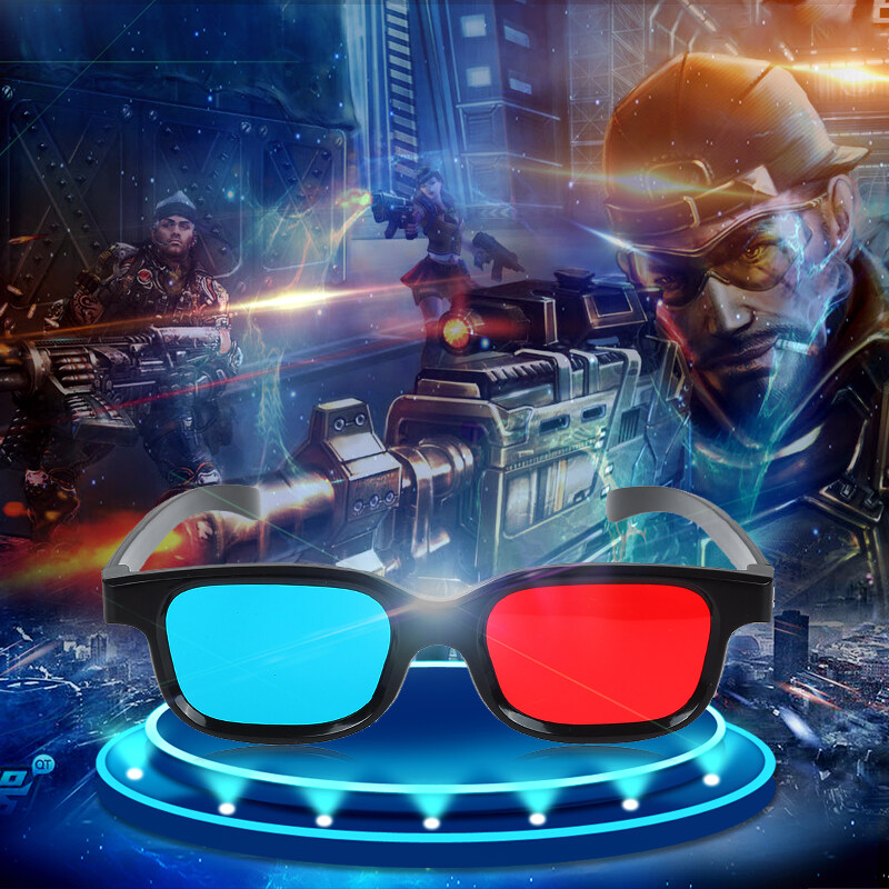 Universal 3Dแว่นตาสีแดงสีฟ้า3Dแว่นตากรอบสีดำสำหรับลายนูนมิติTV DVDภาพยนตร์วิดีโอเกมส์แว่นตา3dแว่นตาสีแดงและเลนส์สีฟ้าWrapทีวีวิดีโอเกม
