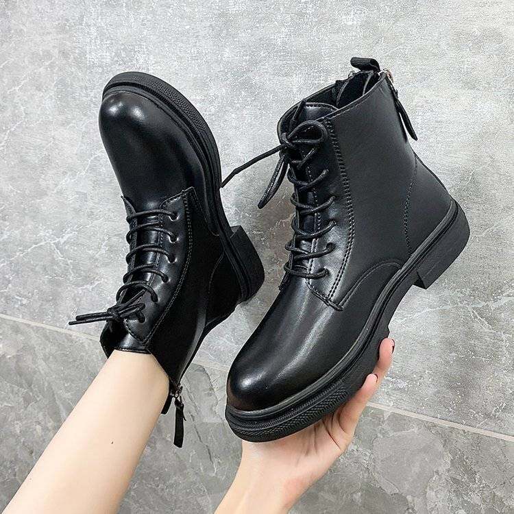 Kuangaokai【Free Shipping Miễn phí vận chuyển】 Gót đôi Zip Martin Boots Giày nữ phong cách Anh giày ngắn mới