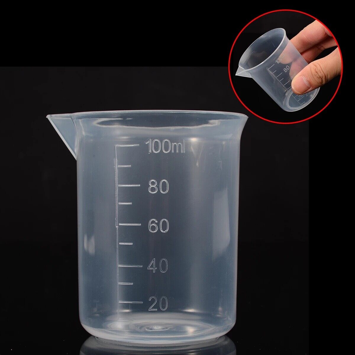 100ml Measuring Cup Transparent Scale Plastic Measuring Cup Lab Chemical Measuring Cup Without Handle Kitchen Bar Supplies
