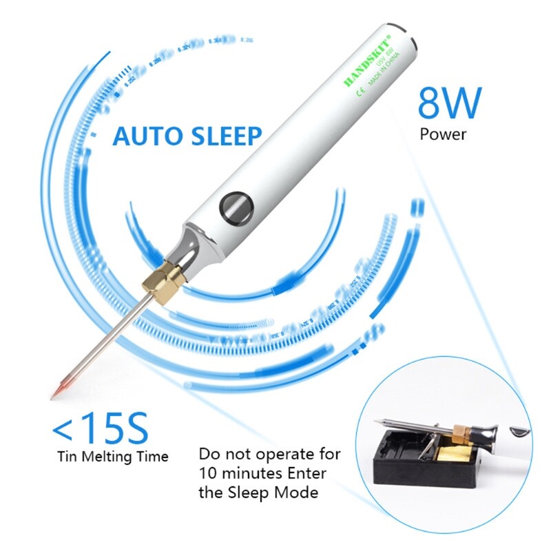 5V 8W Soldering Kit Mini Electric Soldering Iron Tools Equipment USB Powered Adjustable Temperature with Solder Stand and Tin Wire
