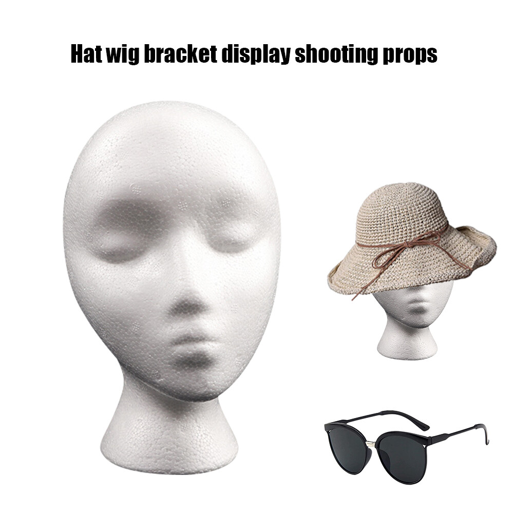 Women Styrofoam Foam Head Model Practical Mannequin Head Model Polystyrene Lightweight Durable Portable for Hat Hair Wigs Display