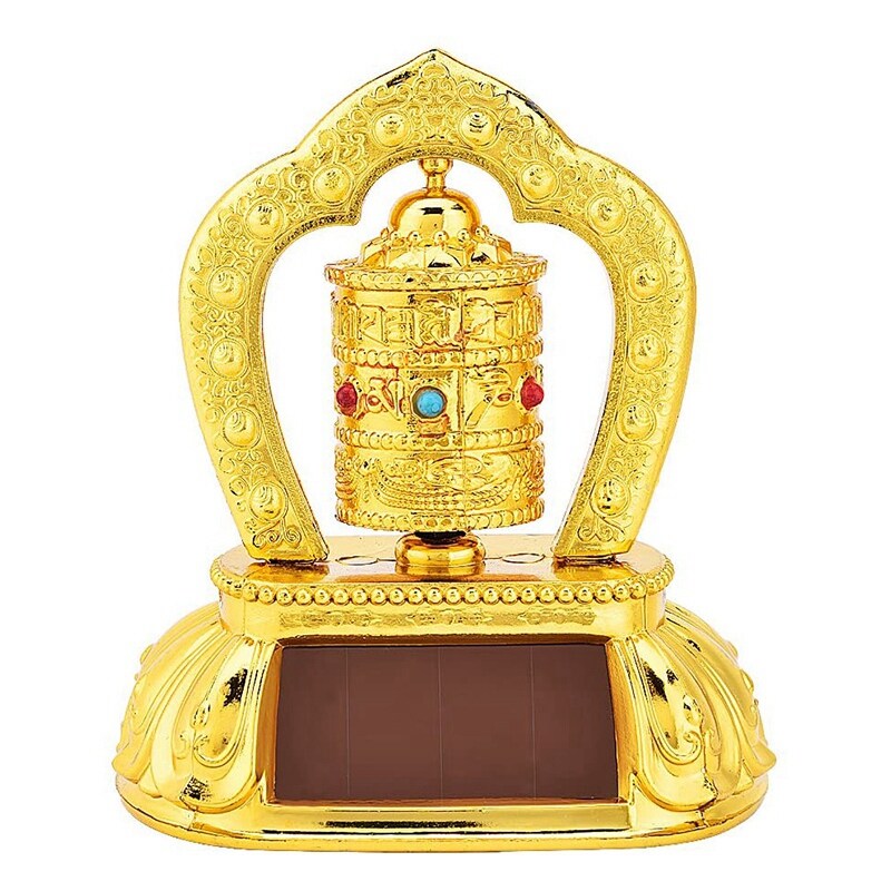 Solar Energy Prayer Wheel, Car Spinning Prayer Wheel Solar Energy Power Tibetan Buddhist Prayer Wheel Car Decoration