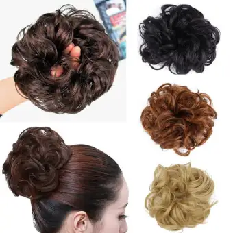 Black J Women S Messy Curly Bun Hair Twirl Piece Scrunchie Wigs