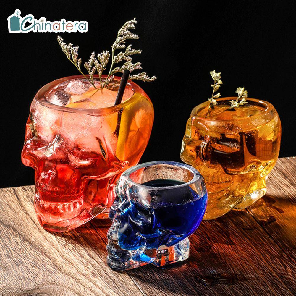 [Chinatera] Funny Skull Wine Glass Halloween Skull Head Glass Cup Transparent Drinking Cup Goblet Home Party Decor