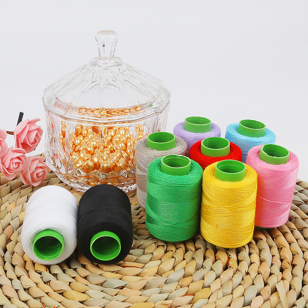 Chỉ Máy May 300 M/cuộn Chỉ Khâu Sợi Polyester Thêu Tay Cho Gia Đình Tự Làm Vá Quần Áo Phụ Kiện May Vá
