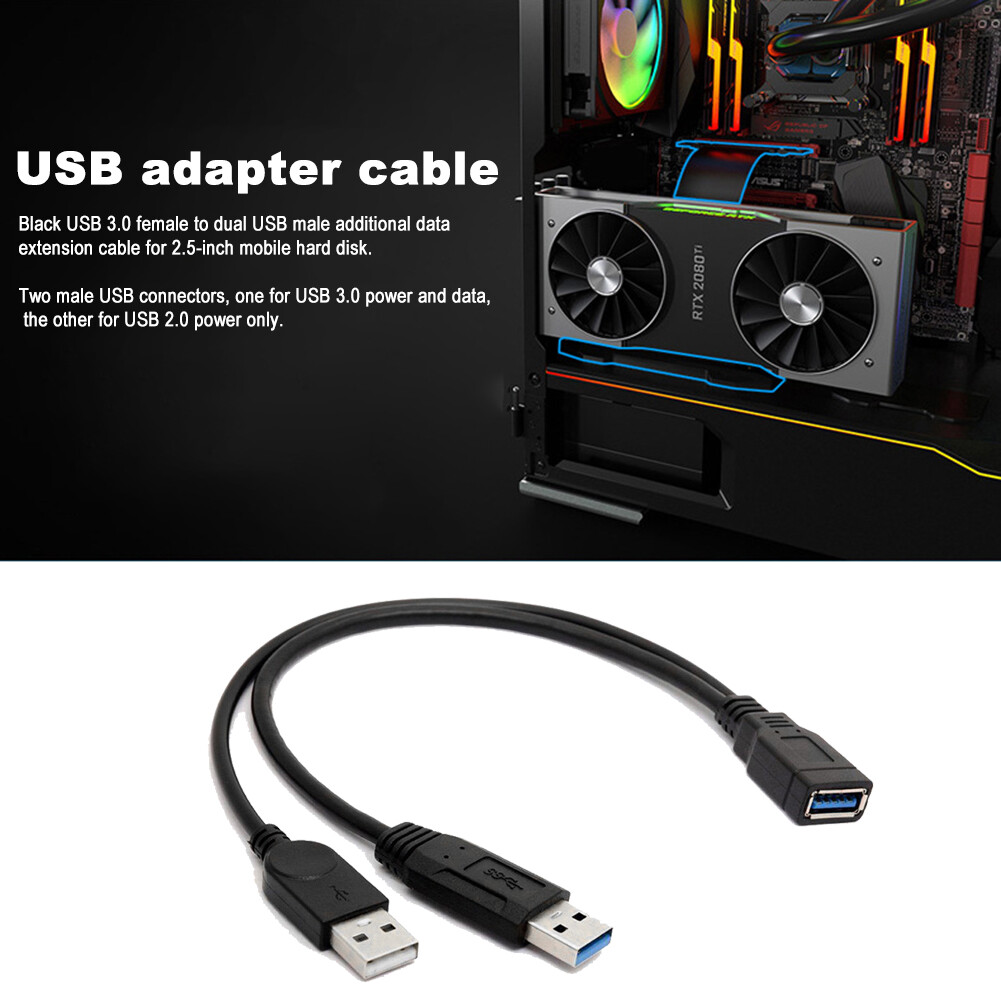 Cáp Mở Rộng USB, Cáp Nối Dài Chia Chữ Y, Cho Ổ Cứng SSD Gắn Ngoài 2.5 Inch Phụ Kiện Máy Tính