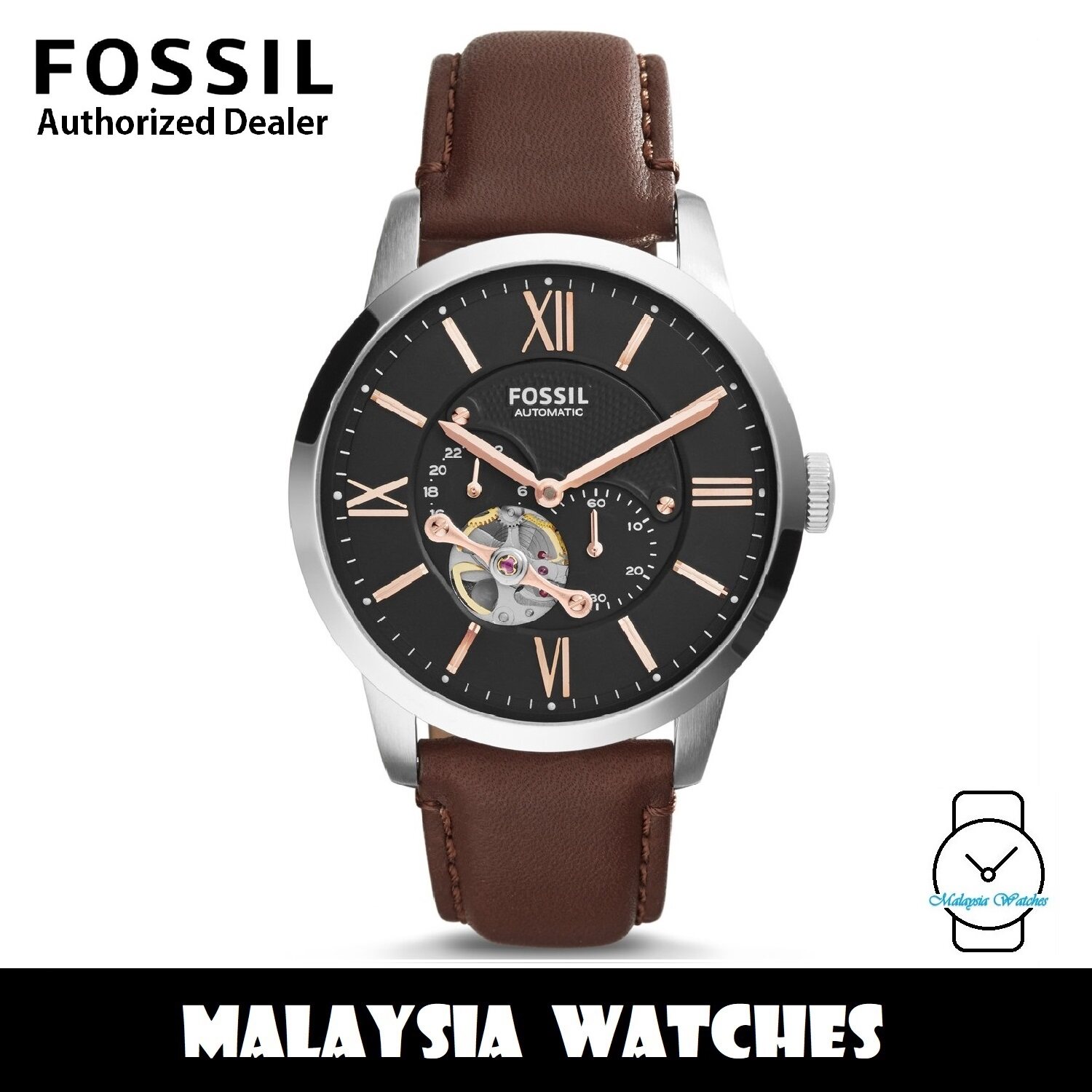 OFFICIAL WARRANTY Fossil Men s ME3061 Townsman Mechanical Dark Brown Leather Watch 2 Years Fossil Warranty Lazada