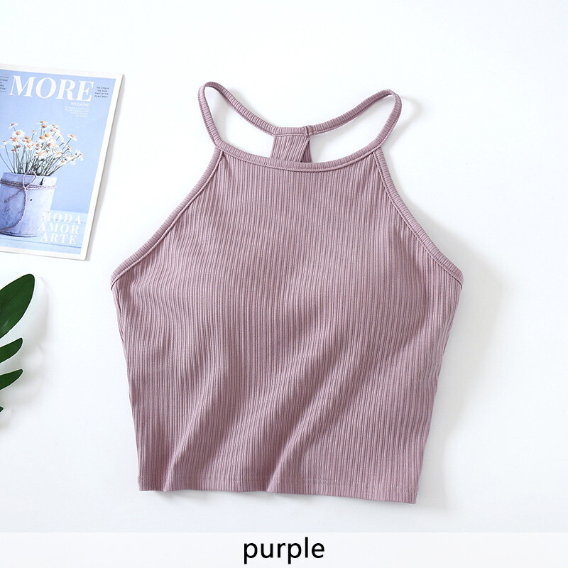 LORIOT Bra Camisole For Women Stretchable Crop Tank Top Sando Singlet Vest Halter Neck Sleeveless Sexy Casual Korean SA1191