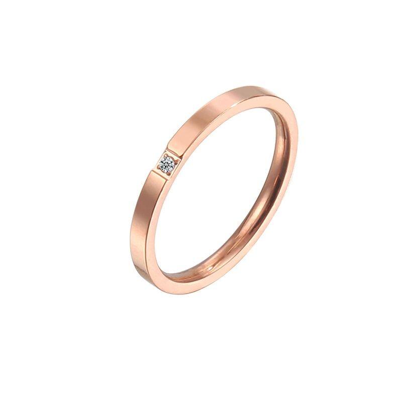 RAISS 18K Titanium Ring Single Finger Diamond Rose Gold Lovers Couple Ring for Women Men
