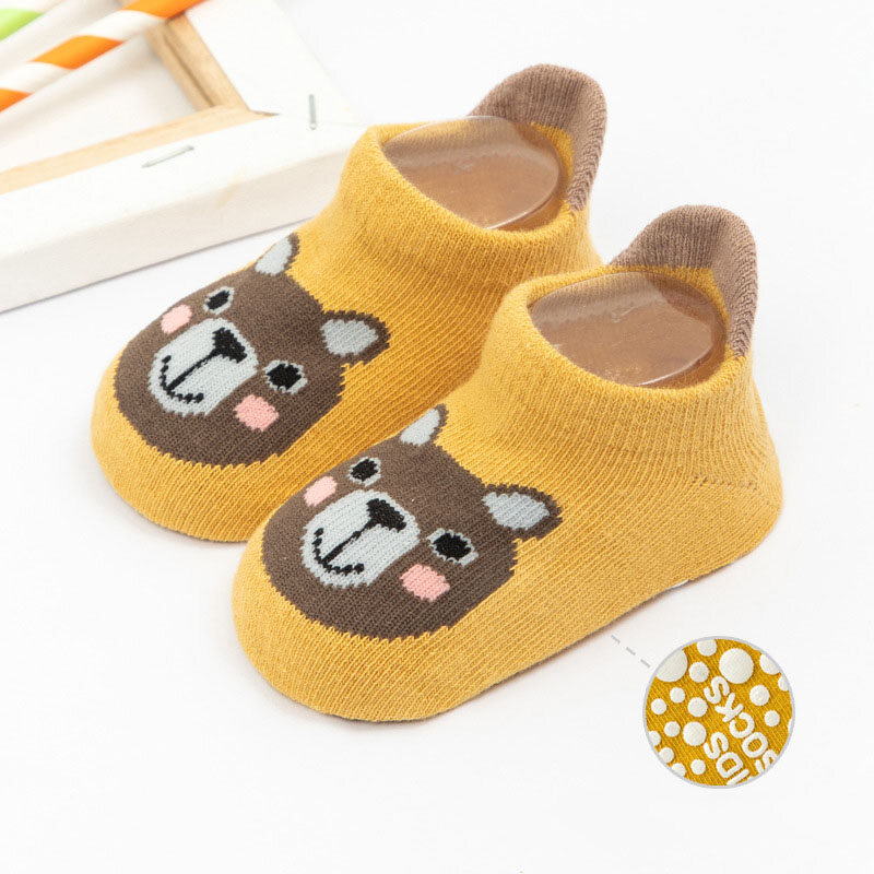 Cartoon Baby Socks Animal Printed Spring Summer Kids Girl Boy Short Socks With Rubber Soles Anti Slip Toddler Floor Socks 1-3 Years