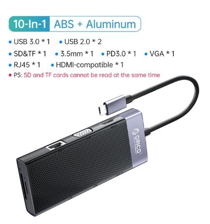 ORICO Type C USB HUB HDMID USB 3.0 2.0 SD TF Adapter 10 in 1 Type C Dock Splitter for Laptop Mobile