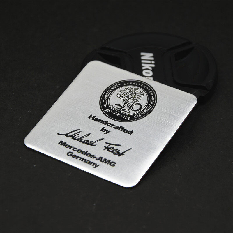 Motor engine badge Colorful Apple tree emblem for Mercedes Benz AMG designer signature nameplate Car body logo sticker Square