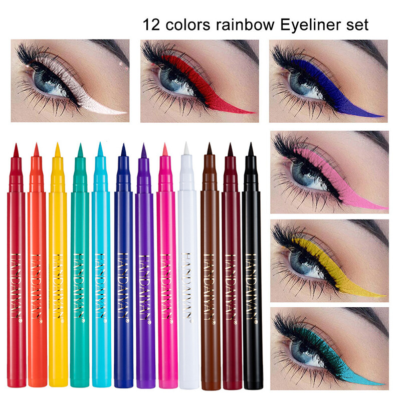 12 Cái/Bộ Bút Kẻ Mắt Dạng Lỏng Bút Kẻ Mắt Màu MatteWaterproofLong Lasting