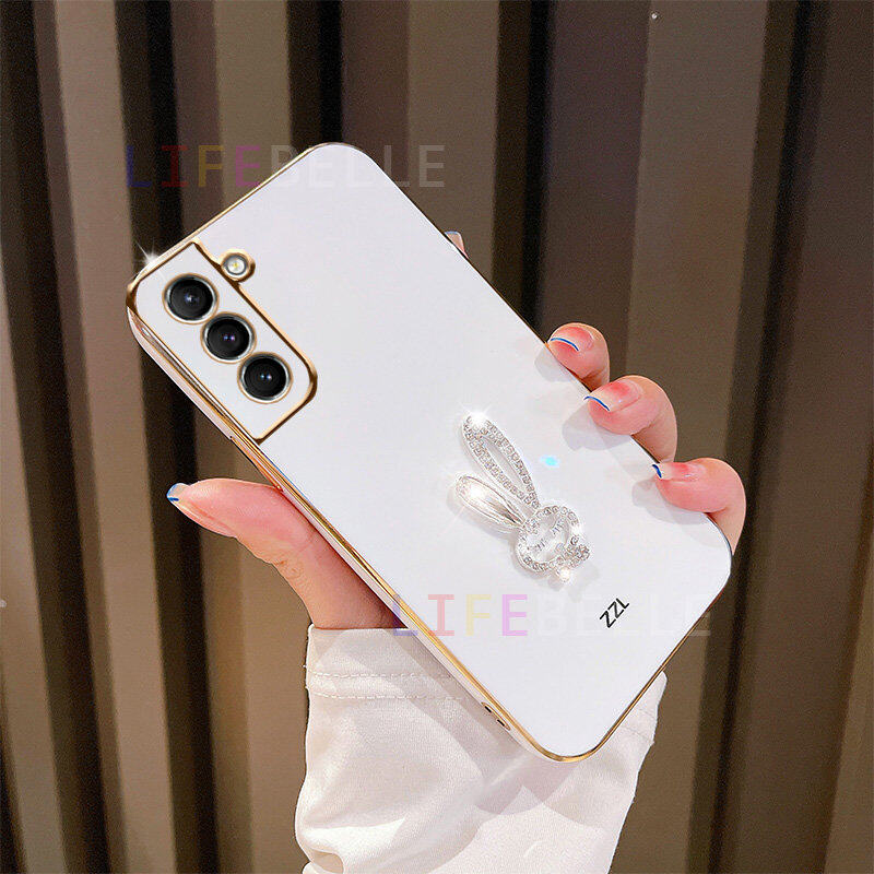 LIFEBELLE Ốp Lưng Cho Samsung Galaxy S23 S23 Ultra S22 S21 FE S20 S10 S9 + S8, Ốp Lưng Sang Trọng Đính Đá Dễ Thương 3D Cô Nàng Thỏ Mạ Mềm Vỏ Điện Thoại Silicone Chống Sốc Vỏ Lưng Bảo Vệ