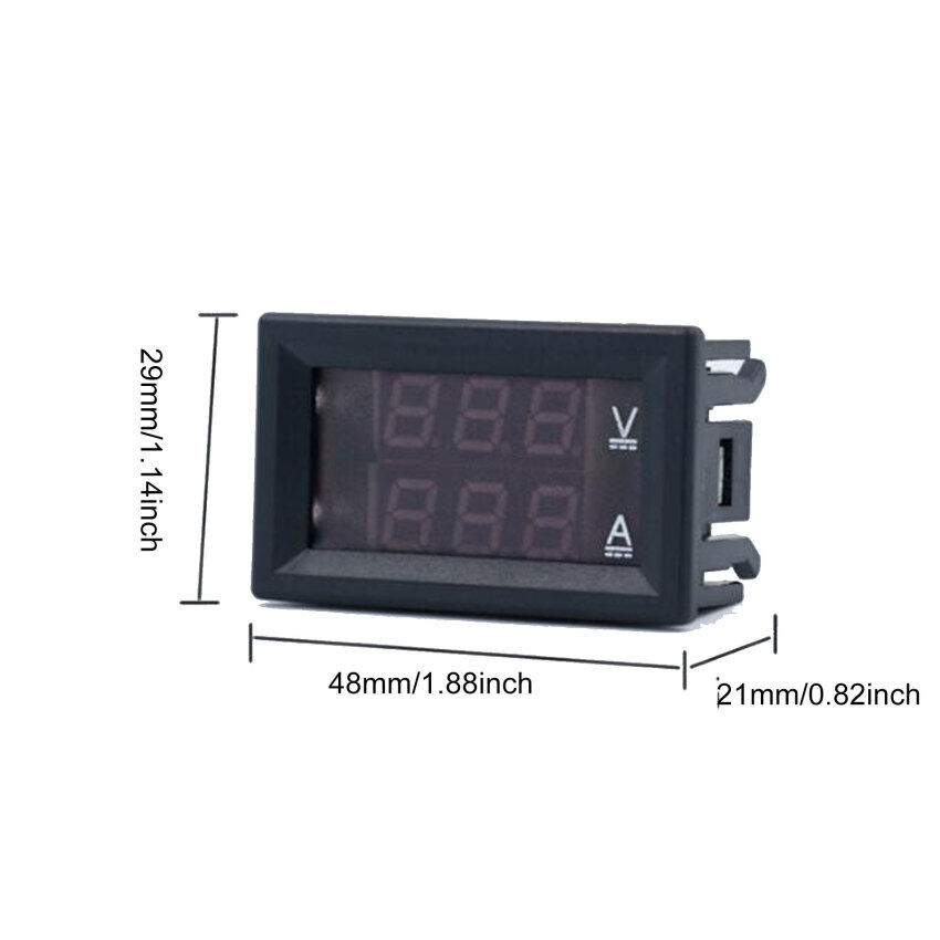 Máy Kiểm Tra AC 60-500V 10A Mini Ampe Kế Vôn Kế Kỹ Thuật Số Đồng Hồ Đo Dòng Điện Điện Áp Xanh Đỏ Màn Hình LED Kép