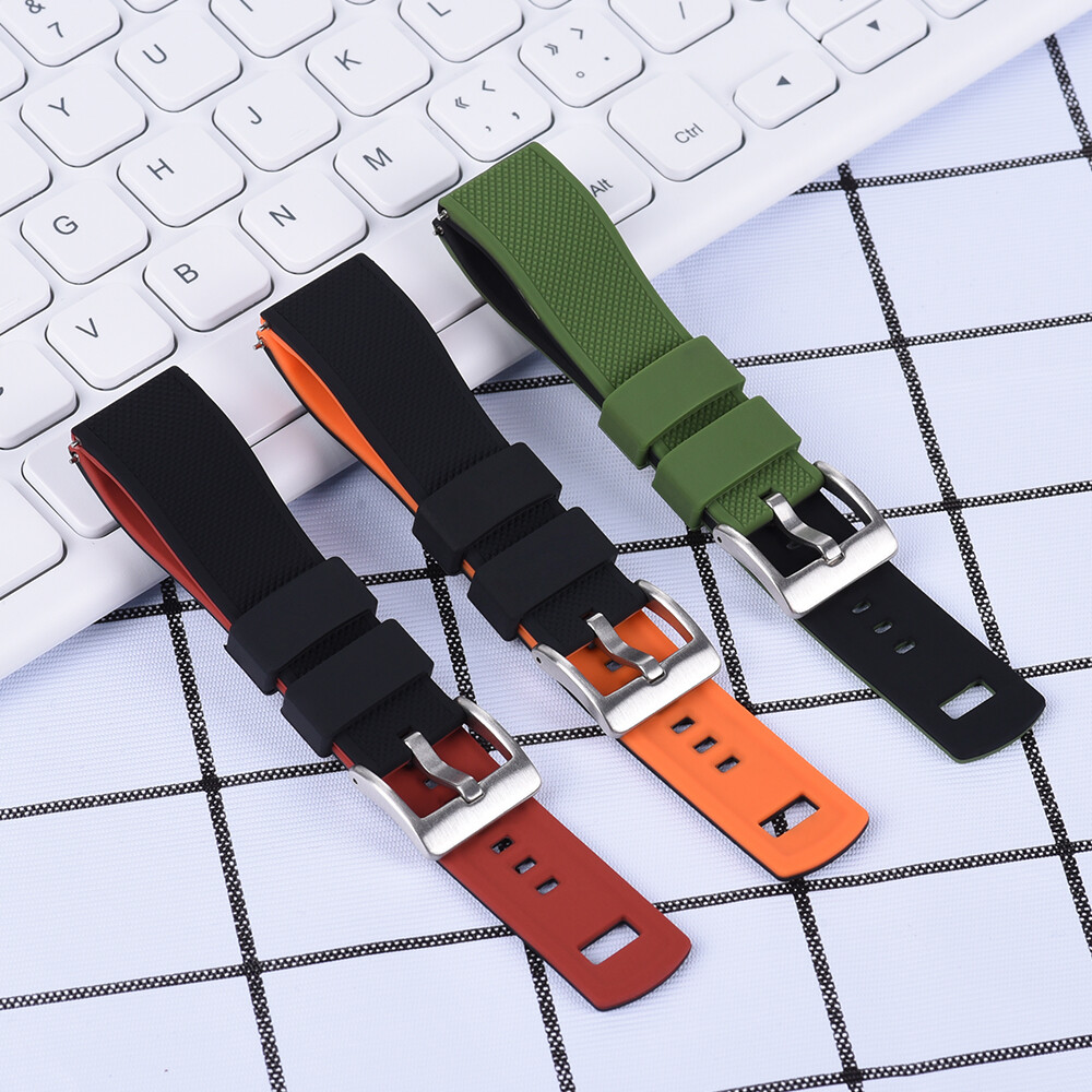 High Quality Silicone Watch Strap 20mm 22mm Quick Release Watch Band Waterproof Movement Replacement Rubber Strap Locking Function