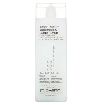 [PRE-ORDER] Giovanni Smooth As Silk Deeper Moisture Conditioner For Damaged Hair (250 ml) – Fizz Control Smooth Shine Moisturizing Dry Damage Repair Split Ends Ships in 3-7 days (ETA: 2021-11-06)