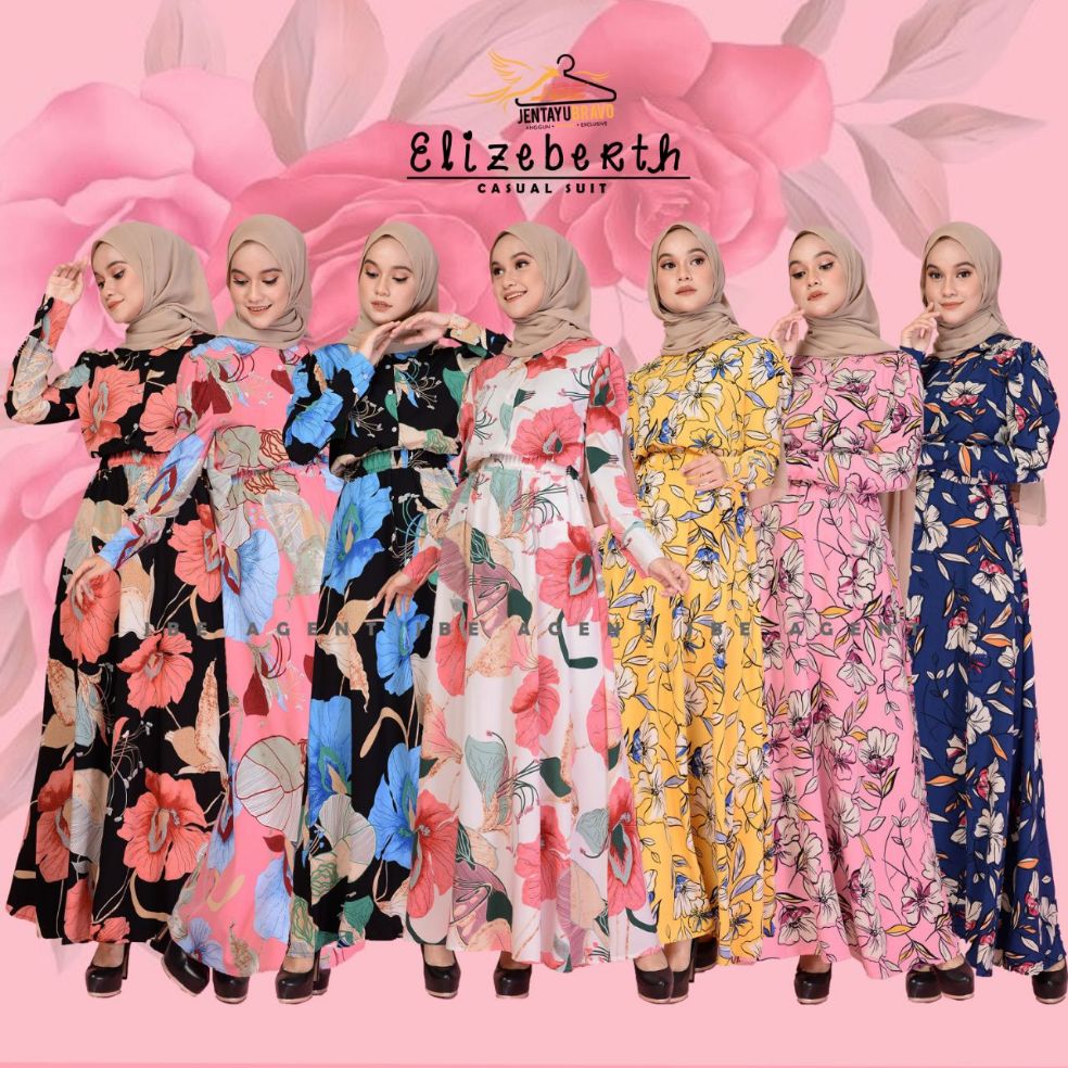 Elizeberth Casual Dress Floral Tunang Bridesmaid Annual Dinner Baju Event Kurung Pengapit Murah Lazada