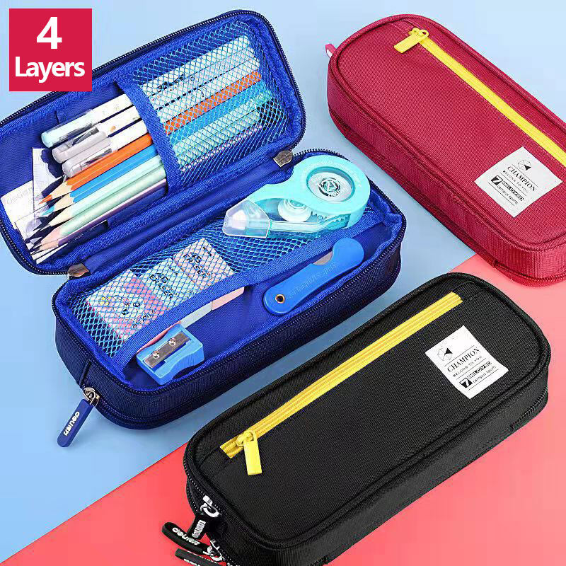 Blue Deli Big Capacity Pencil Case Pen Holder Pouch Marker Desk Organizer Bag with Zipper Large Storage College Middle School & Office Supplies Stationery 