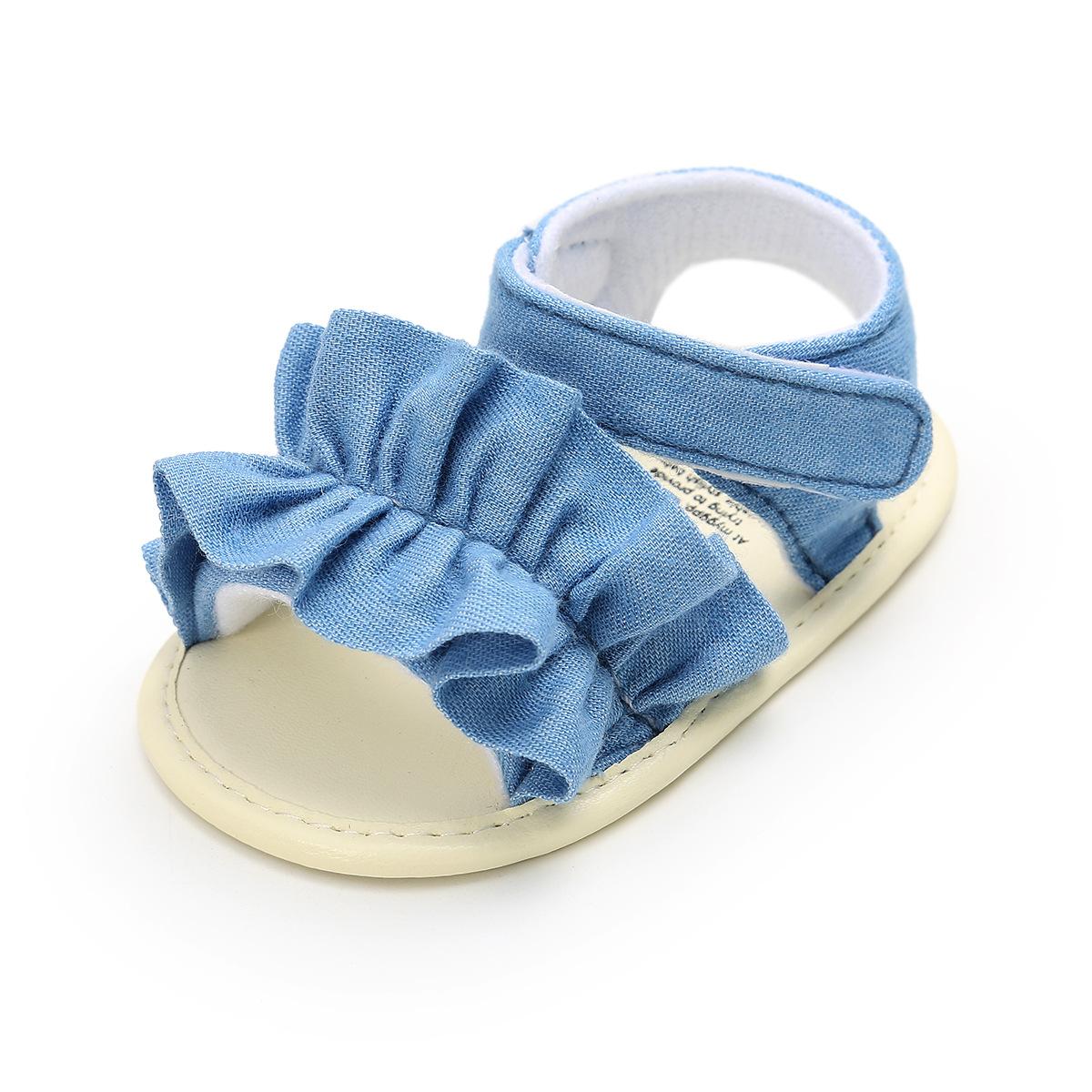 DENOSWIM Big Flower Baby Girl Sandals Slippers Soft Cotton Anti-slip  Princess Girl Shoes For Newborn Toddler Elastic Baby Sandals Walking Shoes 0-18 Months