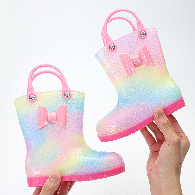 kids rain boots, bow decorated rain boots, cute rain boots