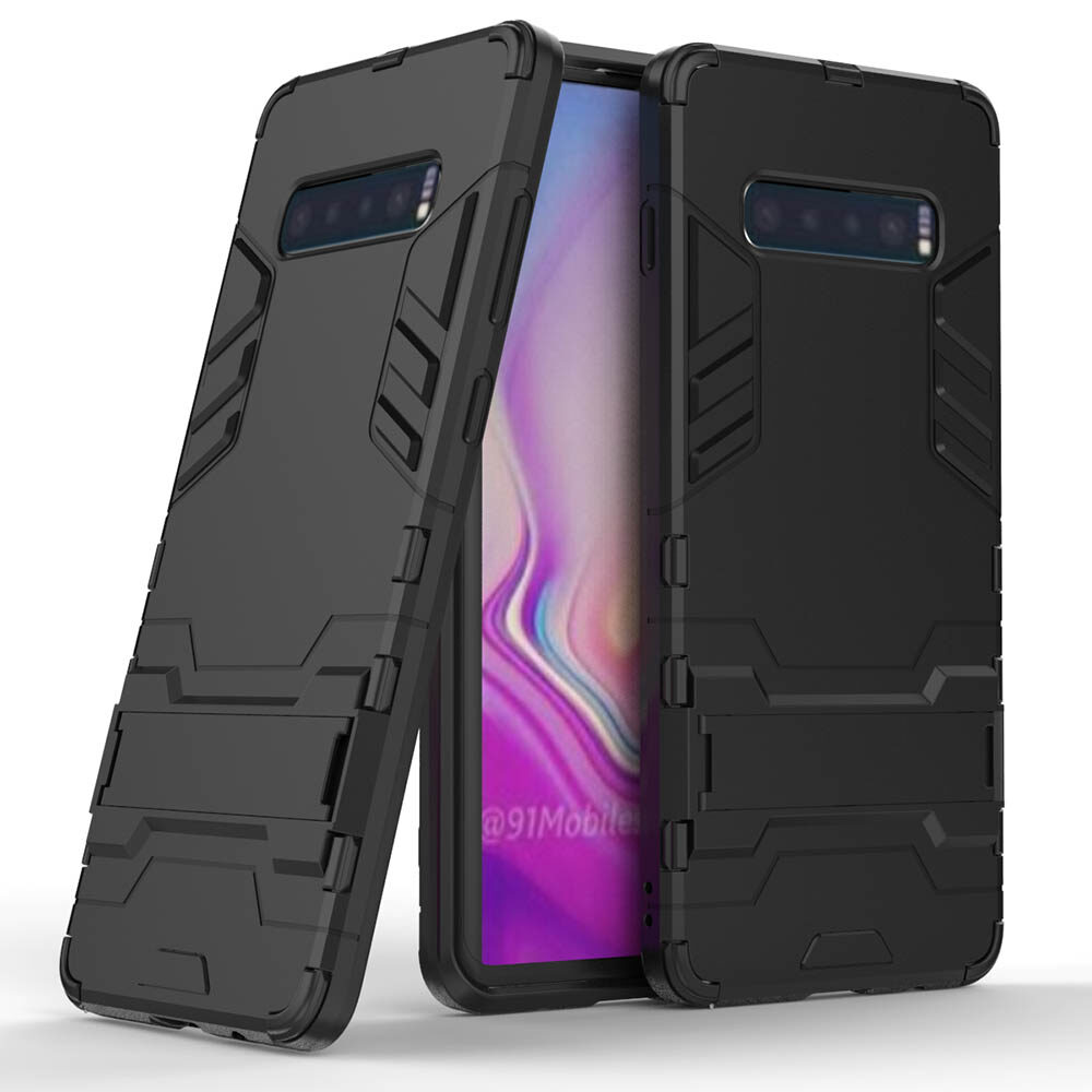 LEEWINDA For Samsung Galaxy S10 Plus S10 5G S10E Phone Case,Luxury Lron Man Stand Cover Hard Armor and Soft Silicone TPU Frame Invisible bracket Casing