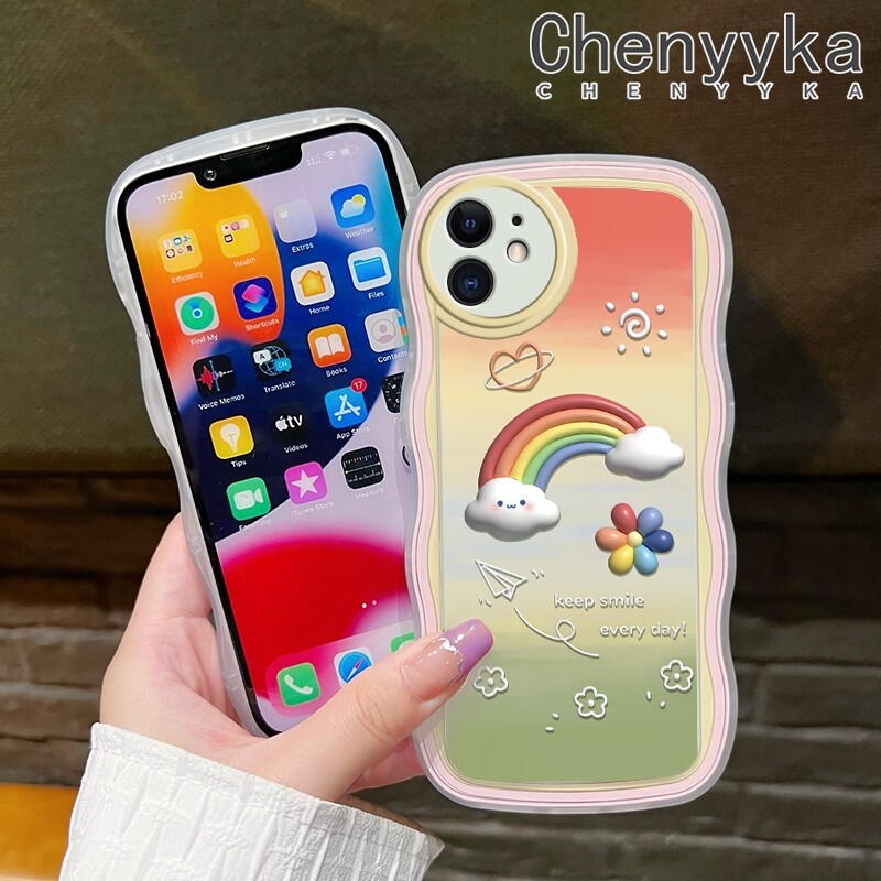 chenyyka Casing For Realme 8 Realme 8 Pro Case Cartoon Sun Rainbow Flowers Pattern Wave Border Soft Clear Shockproof Phone Cases Creative Camera Transparent Casing Silica Gel Protective Cover