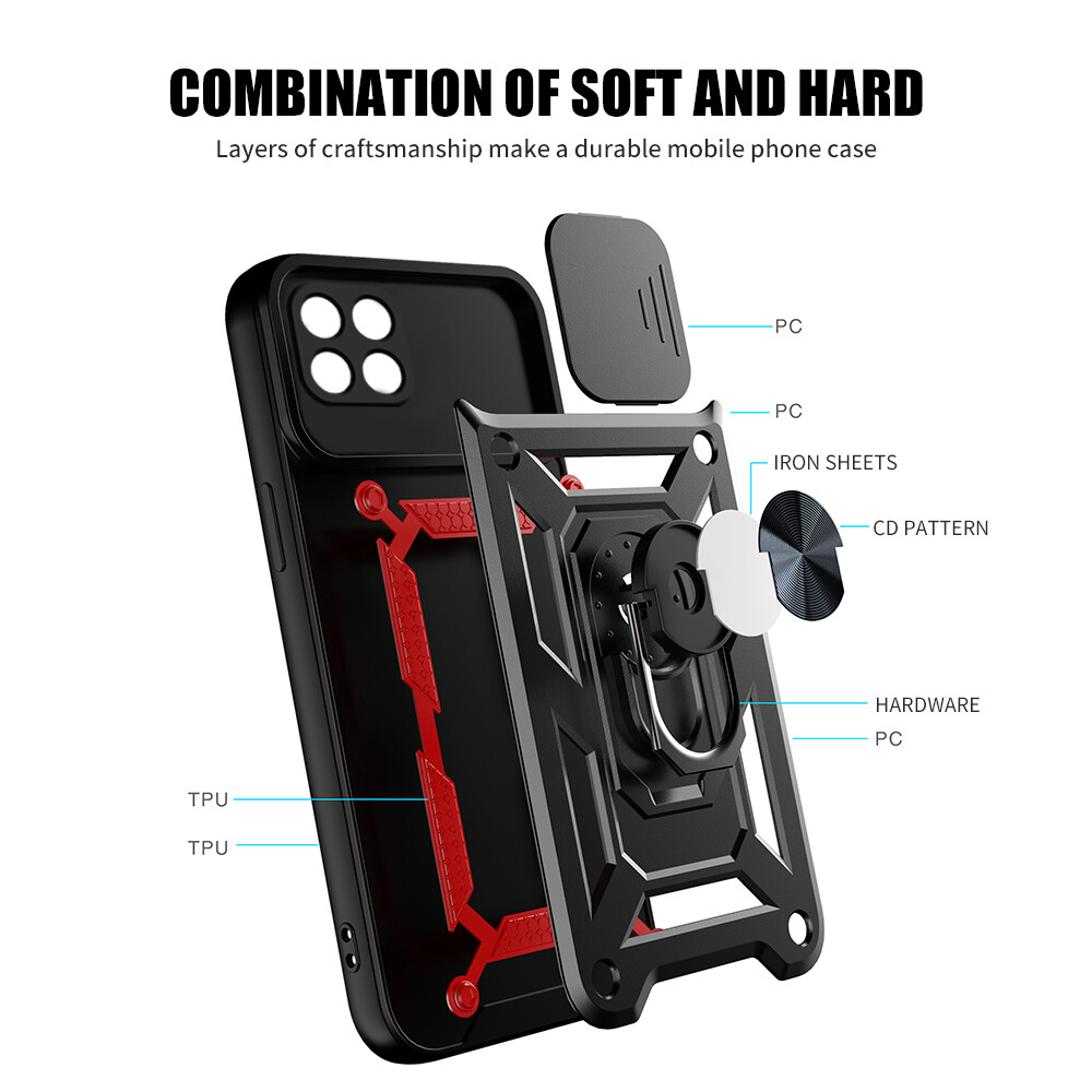 For Samsung Galaxy A22 A12 A42 5G Ring Stand Push Pull Camera Protect Case For Samsung Galaxy A12 A22 4G A42 M12 Car Magnetic Stand Ring Armor Shockproof Coque For samsung a22 a12 a42 m12