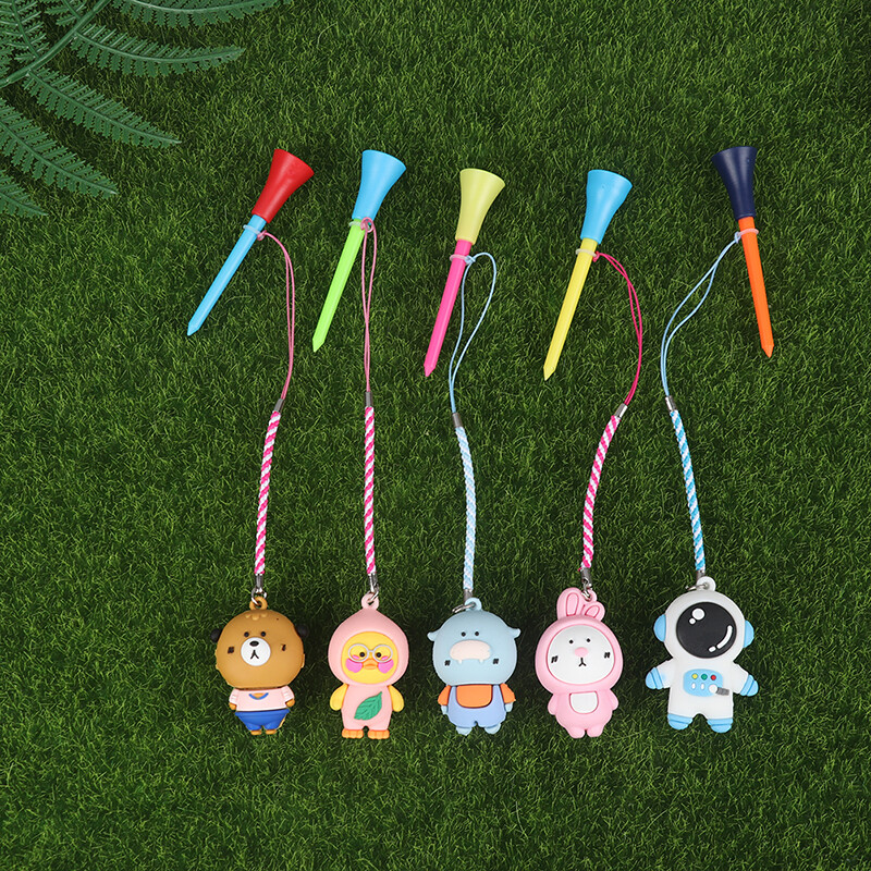 Sanba Golf Rubber Tee With Handmade Cartoon Pattern Rope Prevent Loss Golf Ball Holder