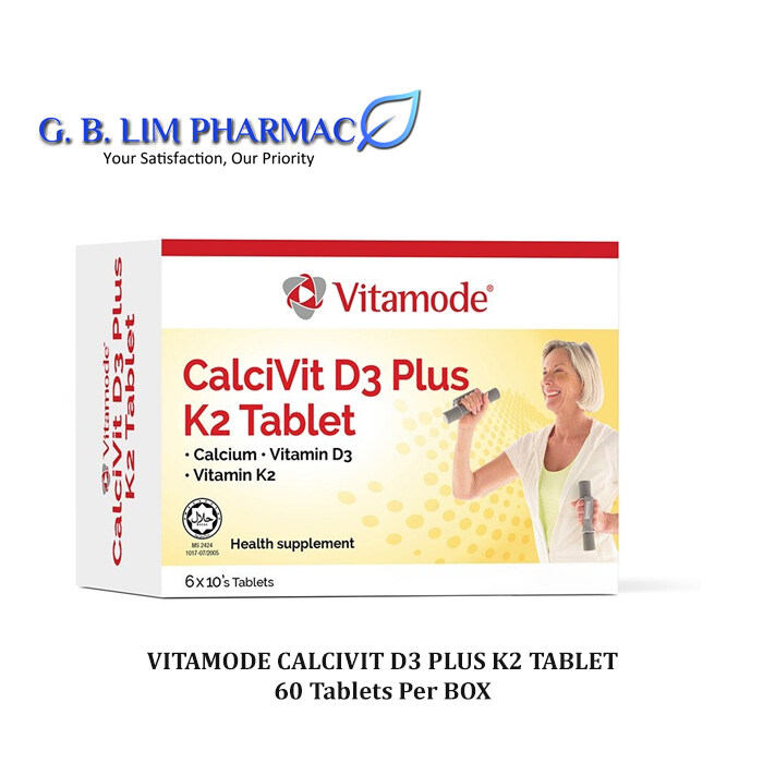 (EXP 23AUG2025 ) VITAMODE Calcivit D3 Plus K2 60 Tablet One Box Lazada