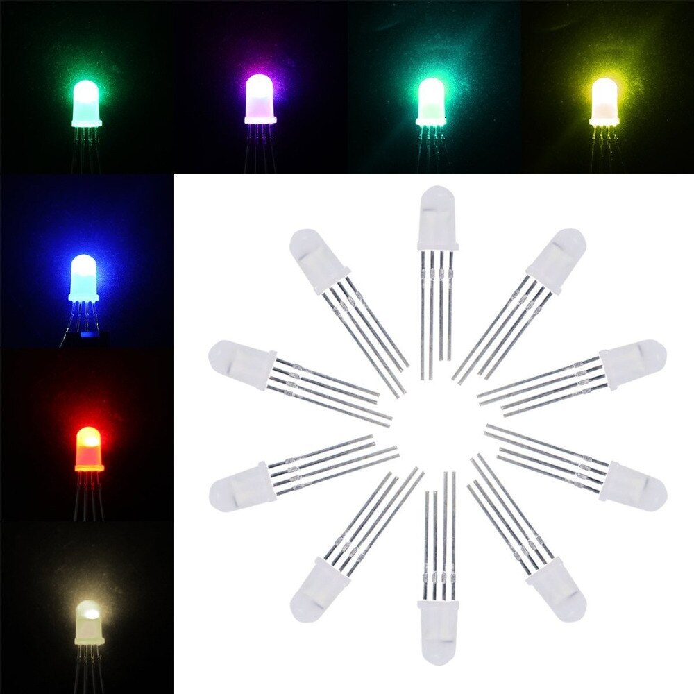 10pcs apa106 f5 5mm rgb led chips integrated rgb leds apa106 round hat full color leds