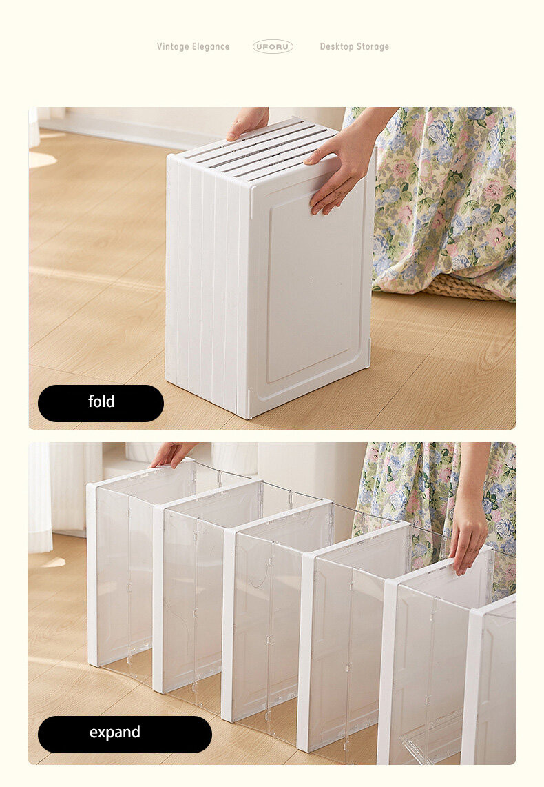 Transparent folding shoe box multi-layer shoe storage box integrated installation-free household shoe cabinet plastic shoe rack display stand
