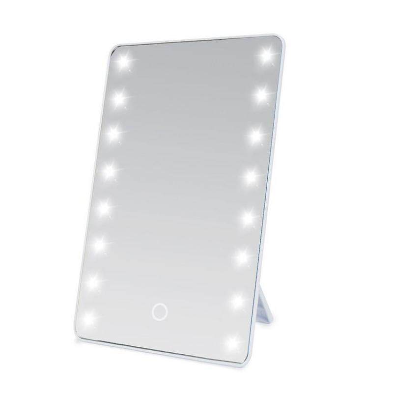 Đèn LED Vuông Gương Trang Điểm Có Đèn Chân Đế Di Động Có Thể Gập Lại Độ Sáng Điều Chỉnh