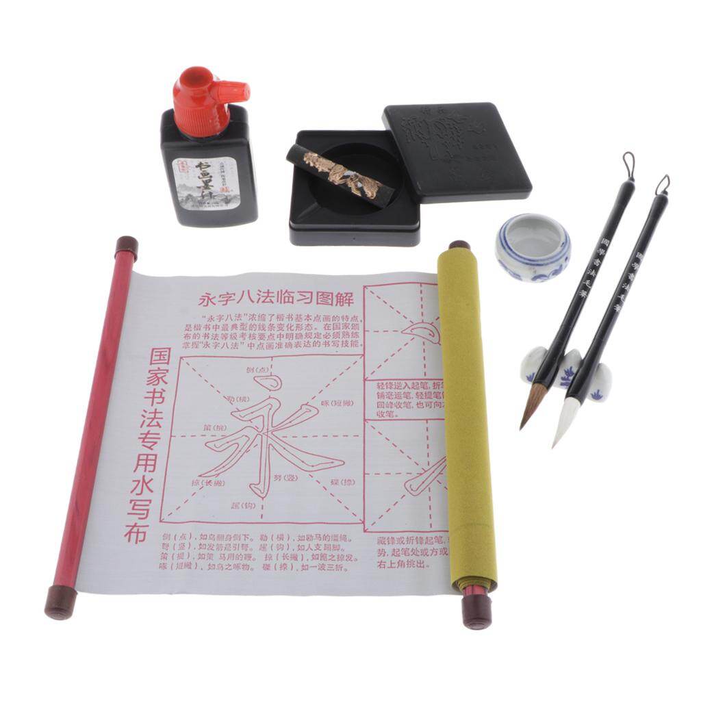 chiwanji Magic Water Writing Cloth Chinese Calligraphy Set - Copybook Practice Paper Scrolls Sketching and Tracing Paper Roll on Wood Rods