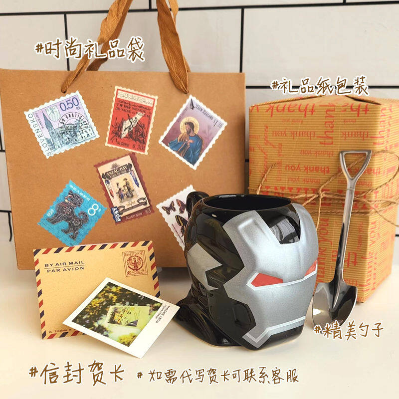Cốc họa tiết ngộ nghĩnh quà tặng sáng tạo xu hướng cá tính Mug truyện tranh MARVEL Spider-Man Iron Man cup.