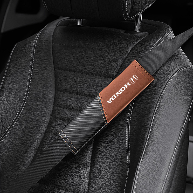 Car Accessories Seat Belt PU Leather carbon fiber Safety Belt Shoulder Cover Auto Interior Access for Honda Civic HR-V Accord City jazz BRV MOBILIO CRV BRIO