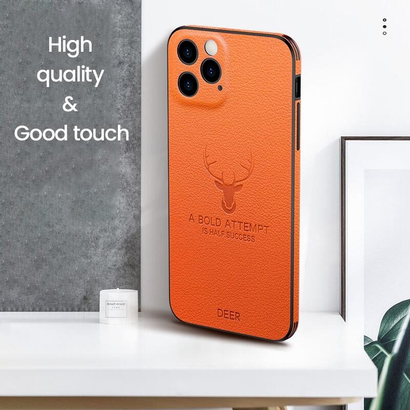 High quality Leather Square Frame Case For iPhone 15 pro max 14 pro max 14 plus 13 pro max 12 11 Pro Max 12Mini Deer Camera Protection Shockproof Cover Cases iphone 12 pro max casing